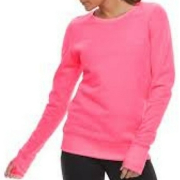 ♡SOLD♡ TEK GEAR PINK THUMB HOLE SWEATSHIRT top crew neck Size Medium - Picture 7 of 7